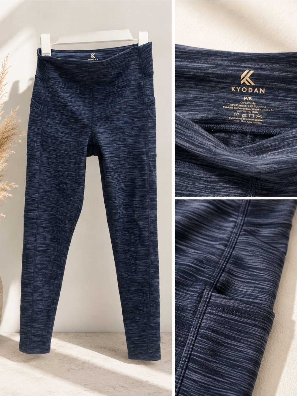 Kyodan Heathered Navy High-Rise Performance Leggings